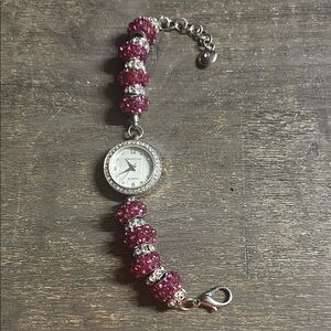 Gracie Lynn Pink Beaded Charm Bracelet Style Women's Watch